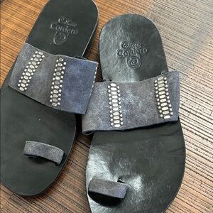 Colleen Cordero Black and Gray Sandals with Studded Strap